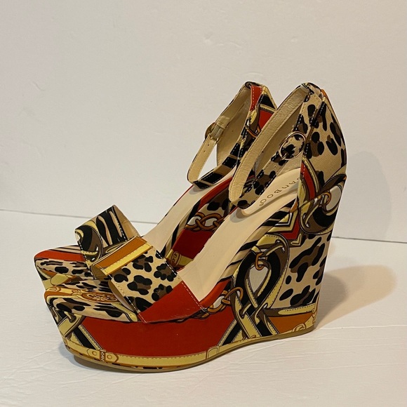 Multi Print Wedge Heel Sandals - Picture 2 of 12
